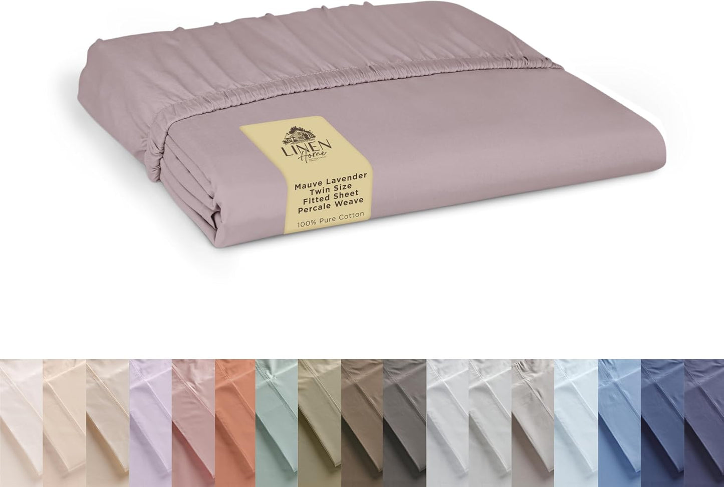 Linen Home 100% Cotton Percale Weave Fitted Sheet, Queen Size, White, 1 Deep Pocket Fitted Sheet, Fits Mattress Upto 16" Crisp and Cool Strong Bed Linen, 60"X80"+15"