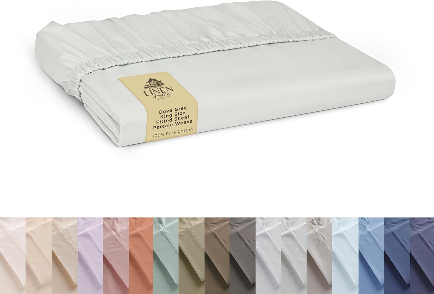 Linen Home 100% Cotton Percale Weave Fitted Sheet, Queen Size, White, 1 Deep Pocket Fitted Sheet, Fits Mattress Upto 16" Crisp and Cool Strong Bed Linen, 60"X80"+15"