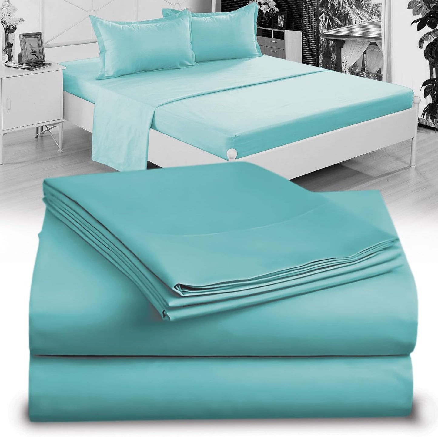 Full XL 100% Microfiber Double Brushed Sheet Set - Extra-Soft, Breathable & Wrinkle-Free - 15" Deep Pockets, 54" x 80" - Ideal for Extra Long Full Beds - 4PC Set (Full XL, White)
