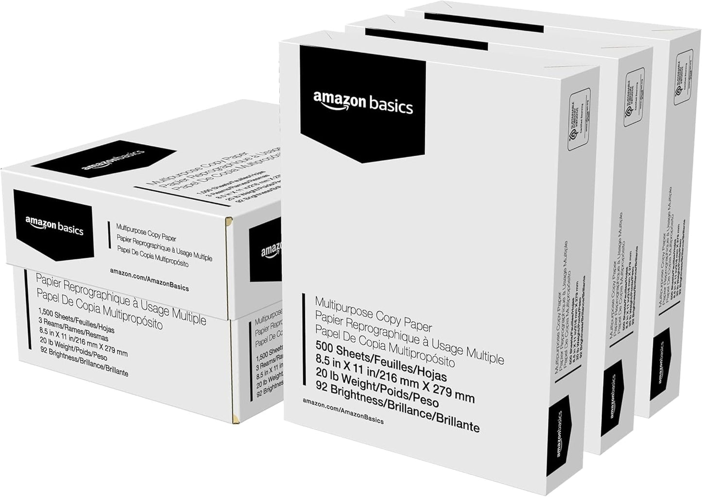 Amazon Basics Multipurpose Copy Printer Paper, 20 lb, 8.5 x 11 Inches, 10 Reams (5,000 Sheets), 92 Bright, White