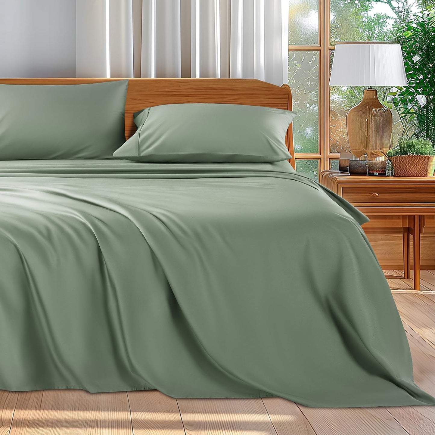 Shilucheng 100% Cotton Queen Size Sheets Set - 600 Thread Count，Luxury Egyptian Cotton Bed Sheets，5-Star Hotel Quality Sheets, Breathable & Cooling, 16 Inch Deep Pocket - 4 Piece (White, Queen)
