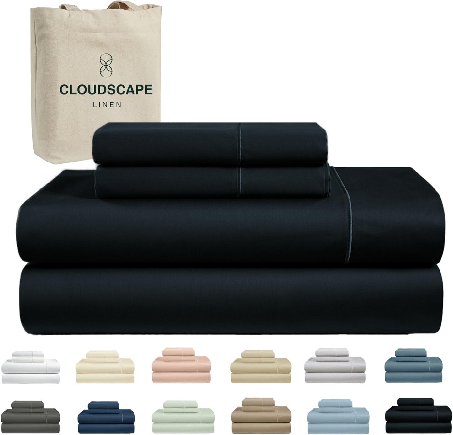 Cloud Scape Linen 100% Egyptian Cotton King Sheets Set – 1000 Thread Count, 4-Piece Soft Hotel Quality Bedding Set,Deep Pockets up to 16”, White