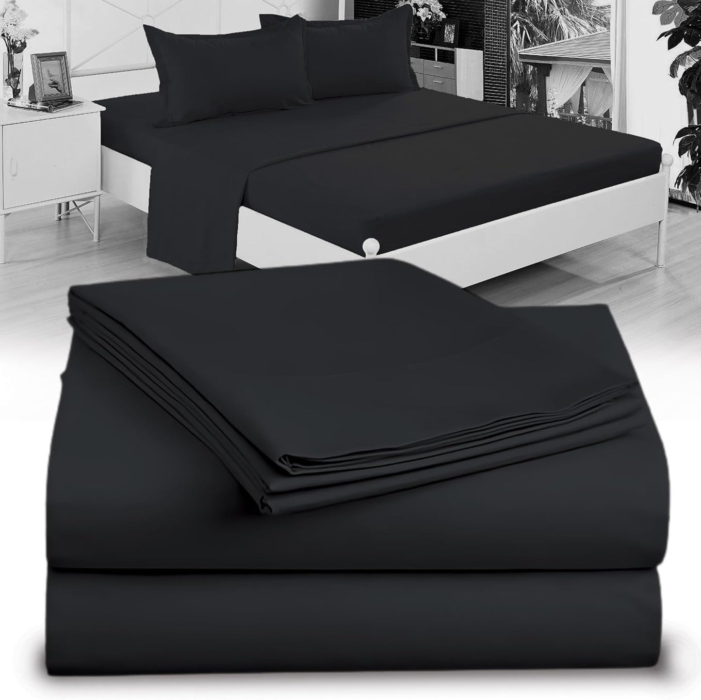 Full XL 100% Microfiber Double Brushed Sheet Set - Extra-Soft, Breathable & Wrinkle-Free - 15" Deep Pockets, 54" x 80" - Ideal for Extra Long Full Beds - 4PC Set (Full XL, White)