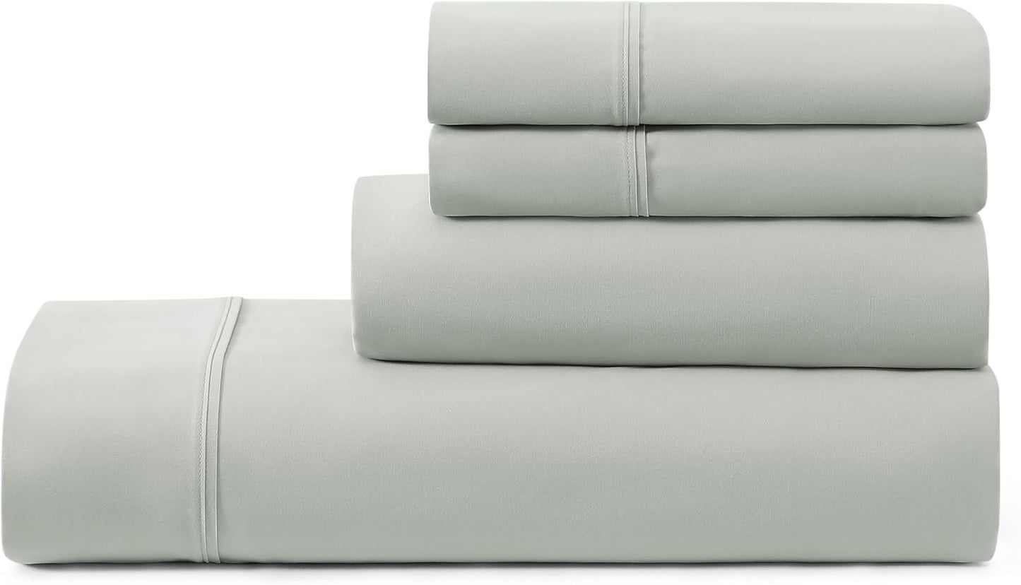 UGG King Sheet Set 4-Piece Luxury Cooling Sheets Deep Pockets Premium Bedding with 2 Pillow Shams Hypoallergenic Machine Washable Soft Lightweight Bed Set for Bedroom, King, White (Hedi)