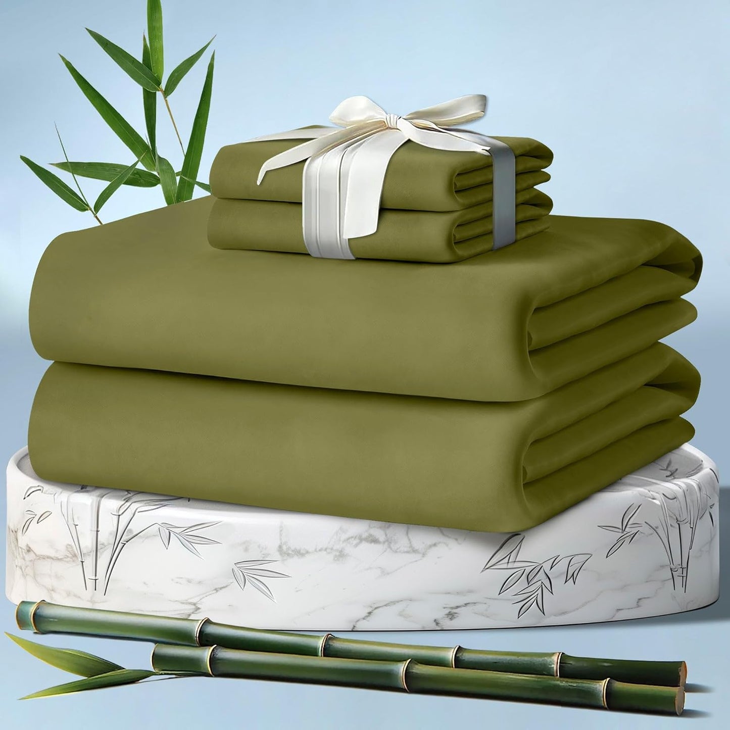 DECOLURE 100% Viscose Derived from Bamboo Sheets King Size 4pcs - Ultra Soft & Luxuriously Cooling, 17" Deep Pocket, Double Stitching, Perfect for Hot Sleepers - King Bed Sheets (White)