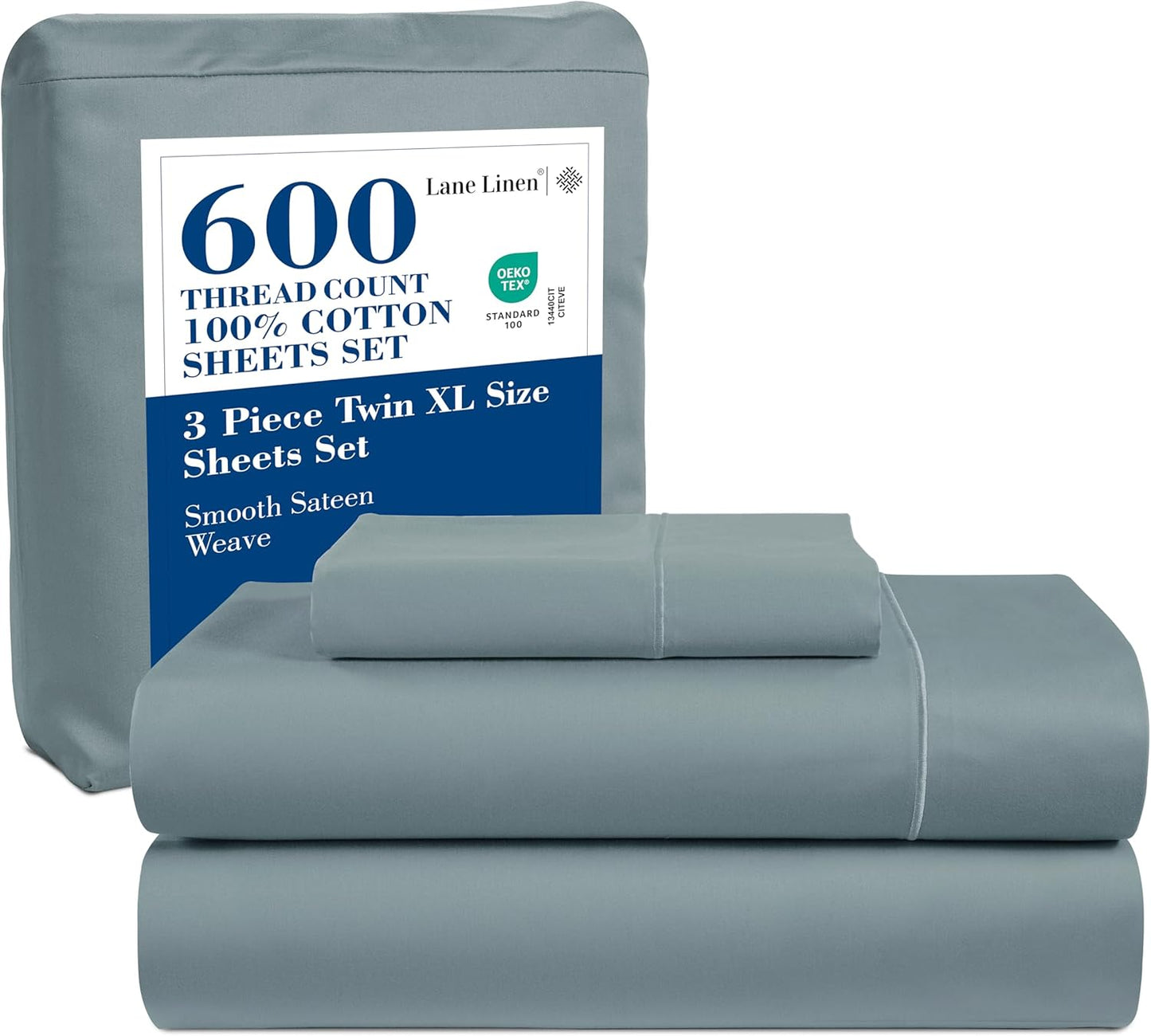 LANE LINEN 100% Cotton White Queen Size Sheet Set – Luxurious Hotel-Quality Sateen Weave, Fully Elasticized Mercerized Cotton, Deep Pocket 4-Piece Set, Naturally Cooling & Comfortable