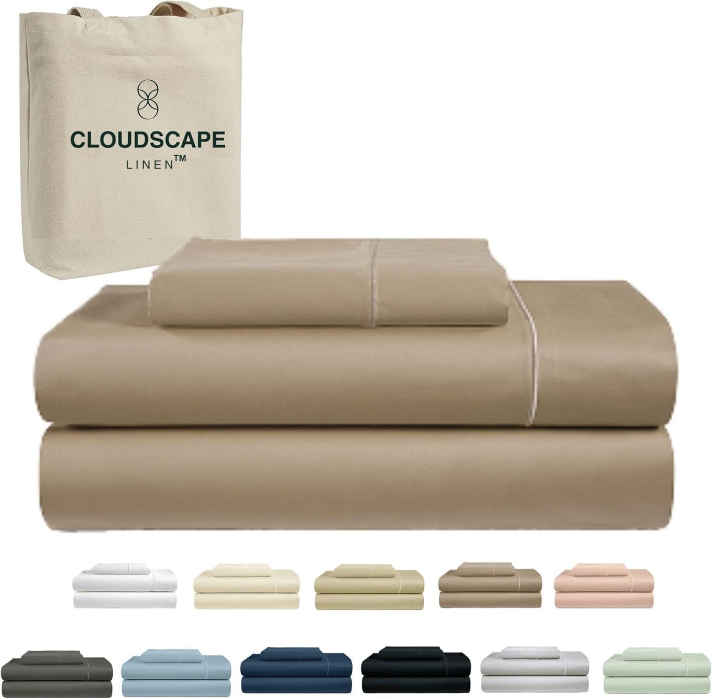 Cloud Scape Linen 100% Egyptian Cotton King Sheets Set – 1000 Thread Count, 4-Piece Soft Hotel Quality Bedding Set,Deep Pockets up to 16”, White