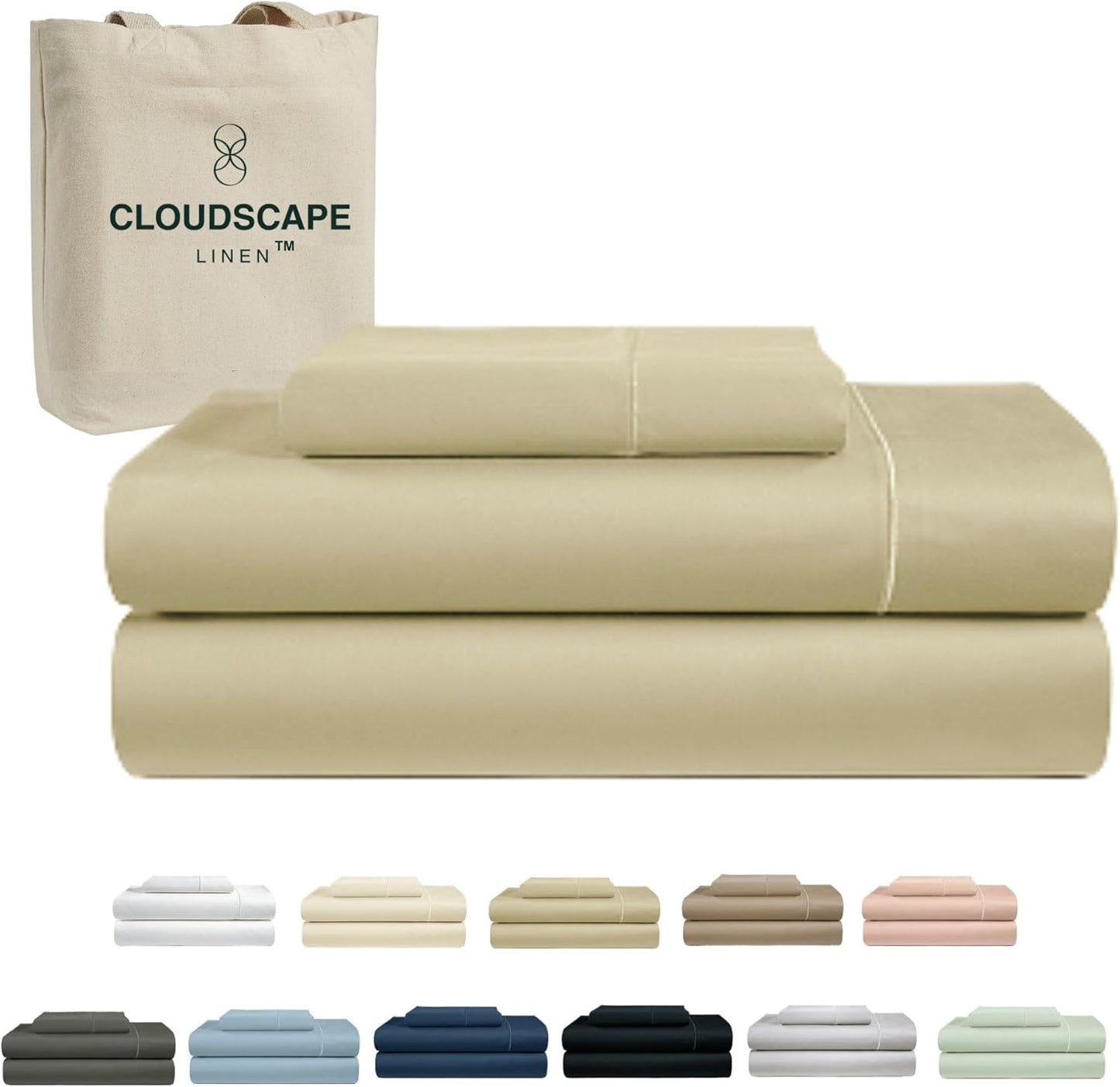 Cloud Scape Linen 100% Egyptian Cotton King Sheets Set – 1000 Thread Count, 4-Piece Soft Hotel Quality Bedding Set,Deep Pockets up to 16”, White