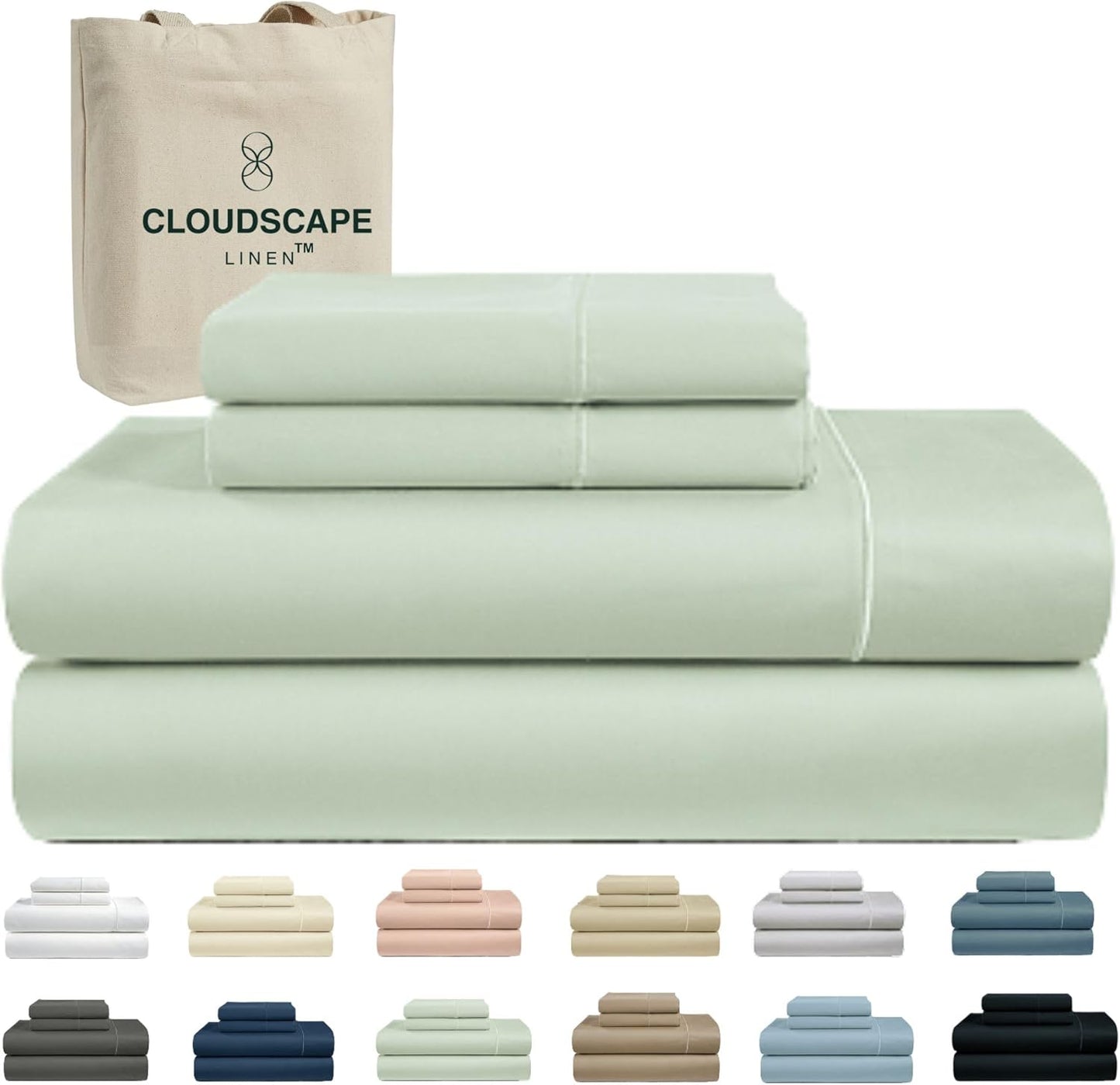 Cloud Scape Linen 100% Egyptian Cotton King Sheets Set – 1000 Thread Count, 4-Piece Soft Hotel Quality Bedding Set,Deep Pockets up to 16”, White