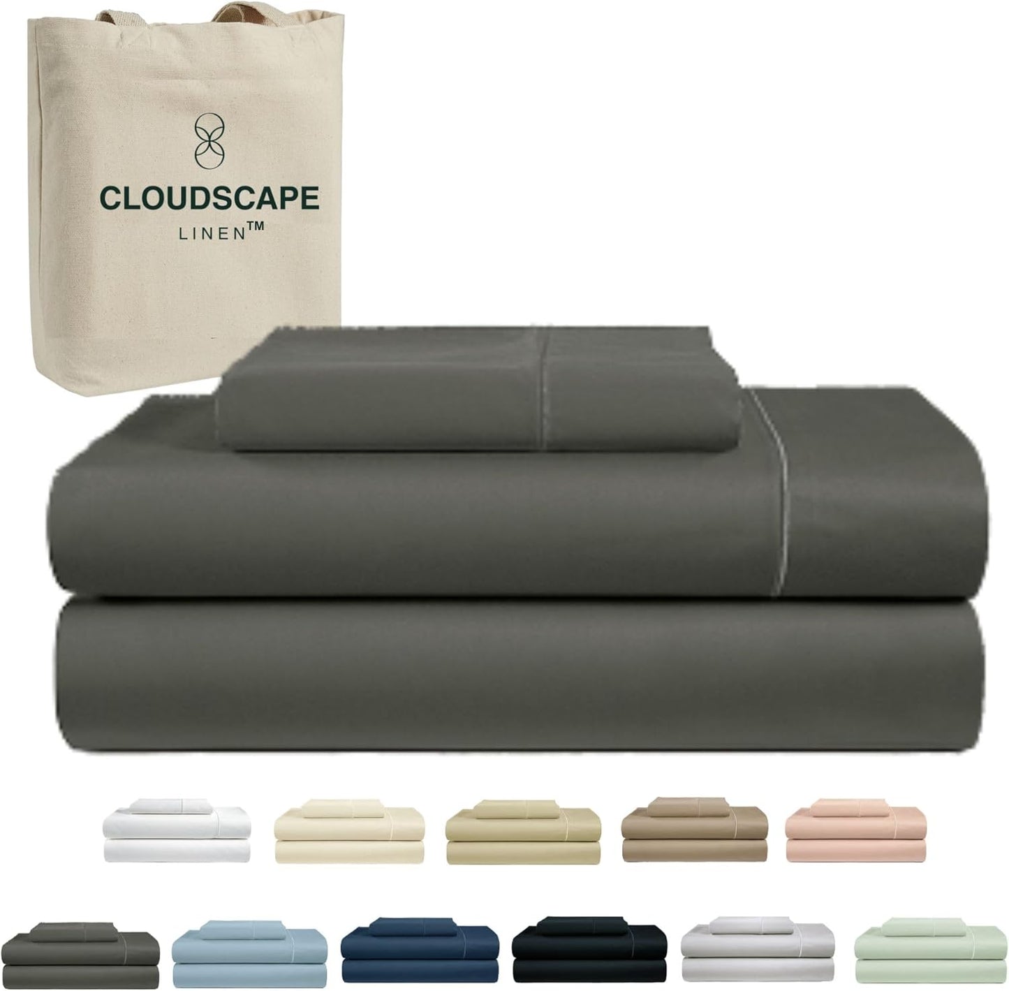 Cloud Scape Linen 100% Egyptian Cotton King Sheets Set – 1000 Thread Count, 4-Piece Soft Hotel Quality Bedding Set,Deep Pockets up to 16”, White