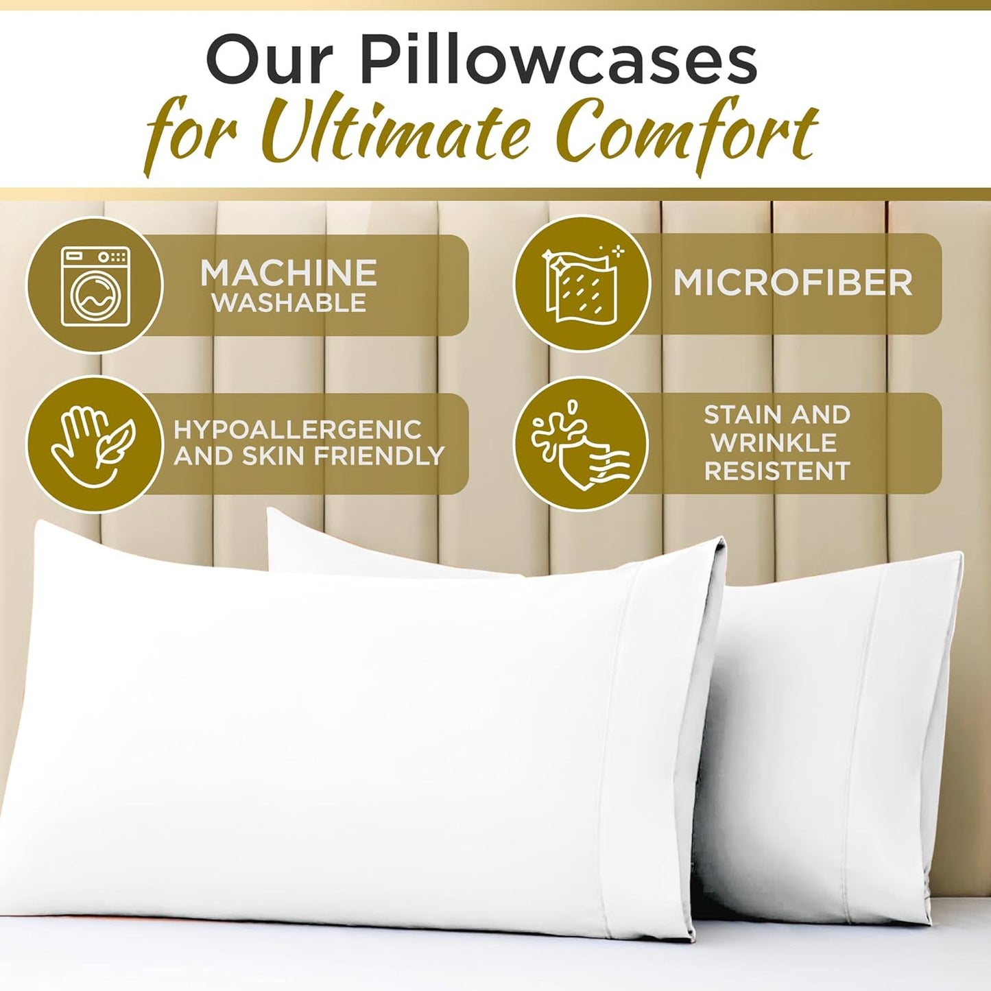 Full XL 100% Microfiber Double Brushed Sheet Set - Extra-Soft, Breathable & Wrinkle-Free - 15" Deep Pockets, 54" x 80" - Ideal for Extra Long Full Beds - 4PC Set (Full XL, White)
