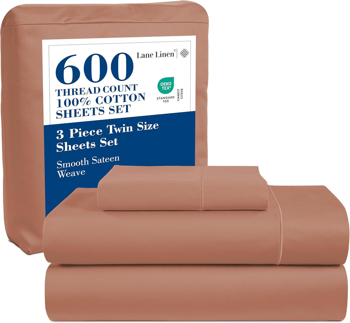 LANE LINEN 100% Cotton White Queen Size Sheet Set – Luxurious Hotel-Quality Sateen Weave, Fully Elasticized Mercerized Cotton, Deep Pocket 4-Piece Set, Naturally Cooling & Comfortable