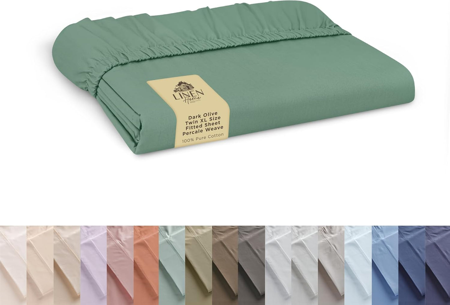 Linen Home 100% Cotton Percale Weave Fitted Sheet, Queen Size, White, 1 Deep Pocket Fitted Sheet, Fits Mattress Upto 16" Crisp and Cool Strong Bed Linen, 60"X80"+15"