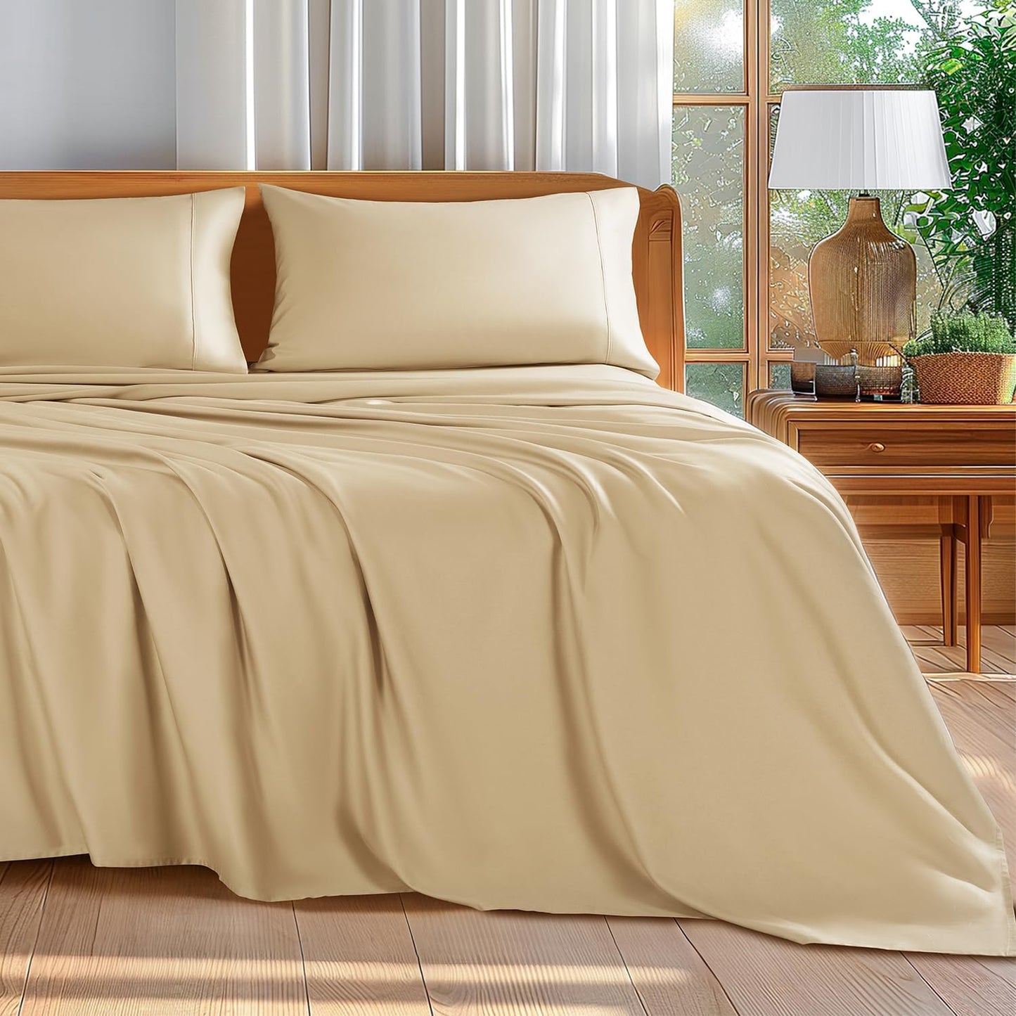 Shilucheng 100% Cotton Queen Size Sheets Set - 600 Thread Count，Luxury Egyptian Cotton Bed Sheets，5-Star Hotel Quality Sheets, Breathable & Cooling, 16 Inch Deep Pocket - 4 Piece (White, Queen)