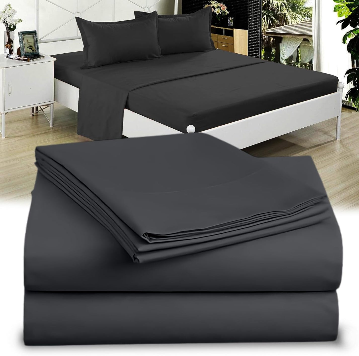 Full XL 100% Microfiber Double Brushed Sheet Set - Extra-Soft, Breathable & Wrinkle-Free - 15" Deep Pockets, 54" x 80" - Ideal for Extra Long Full Beds - 4PC Set (Full XL, White)