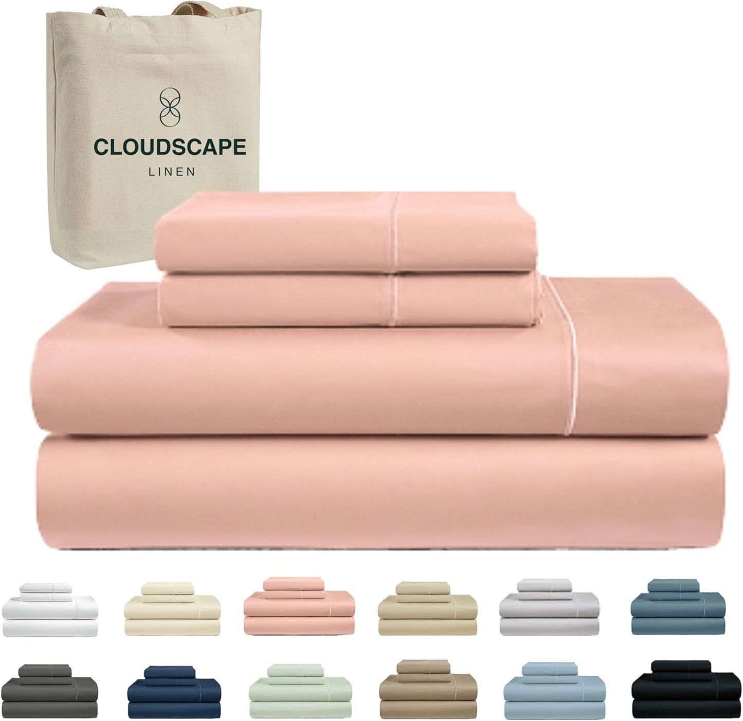 Cloud Scape Linen 100% Egyptian Cotton King Sheets Set – 1000 Thread Count, 4-Piece Soft Hotel Quality Bedding Set,Deep Pockets up to 16”, White