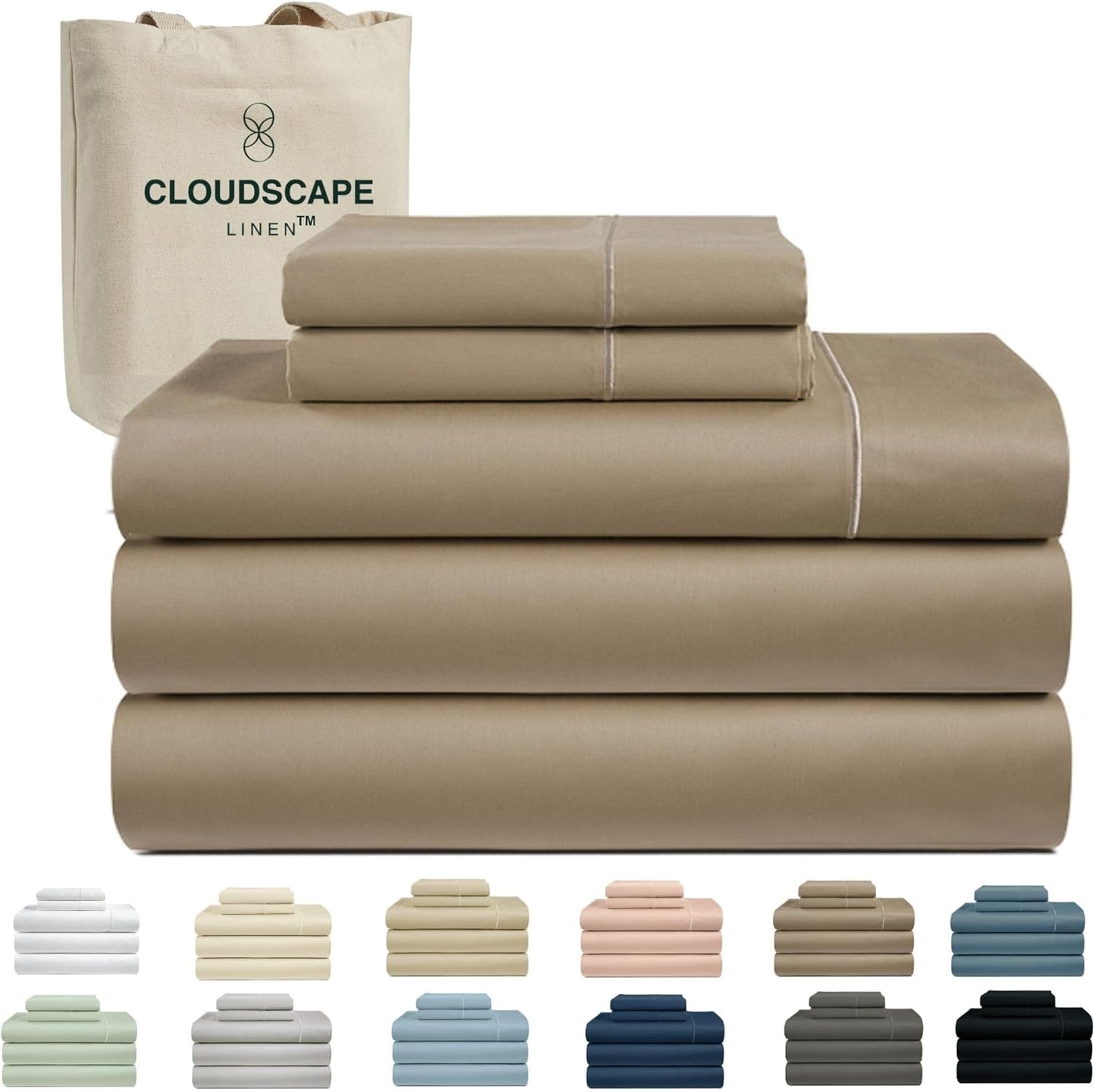 Cloud Scape Linen 100% Egyptian Cotton King Sheets Set – 1000 Thread Count, 4-Piece Soft Hotel Quality Bedding Set,Deep Pockets up to 16”, White