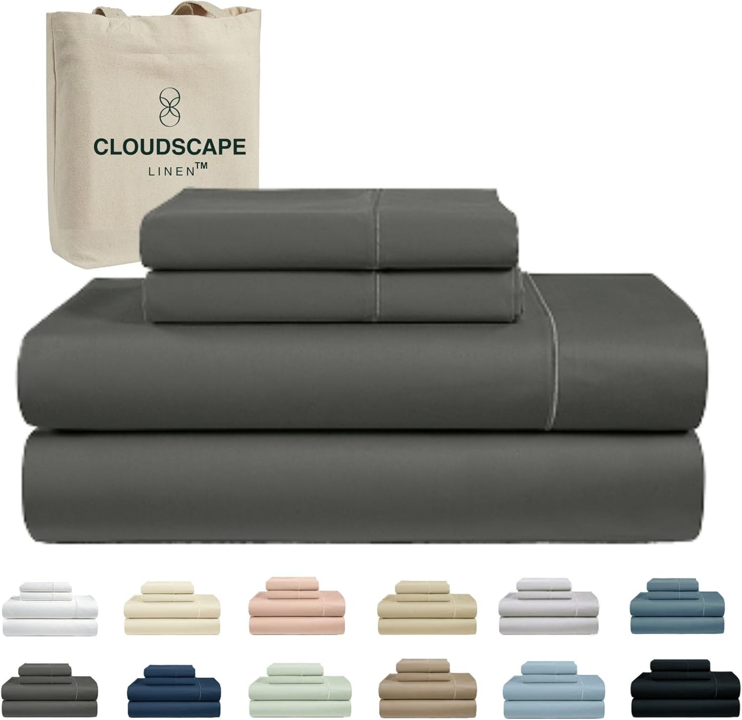 Cloud Scape Linen 100% Egyptian Cotton King Sheets Set – 1000 Thread Count, 4-Piece Soft Hotel Quality Bedding Set,Deep Pockets up to 16”, White