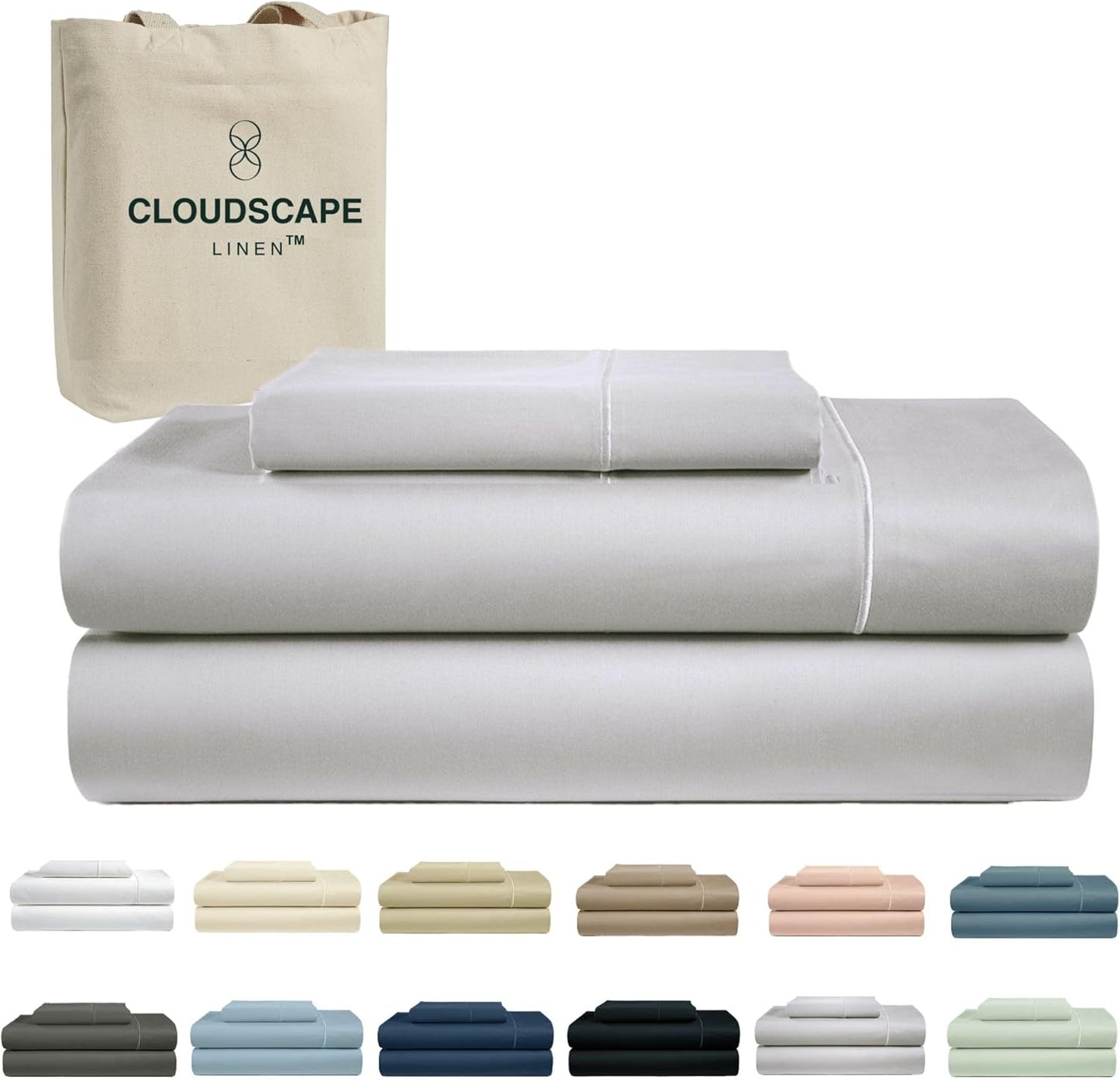 Cloud Scape Linen 100% Egyptian Cotton King Sheets Set – 1000 Thread Count, 4-Piece Soft Hotel Quality Bedding Set,Deep Pockets up to 16”, White
