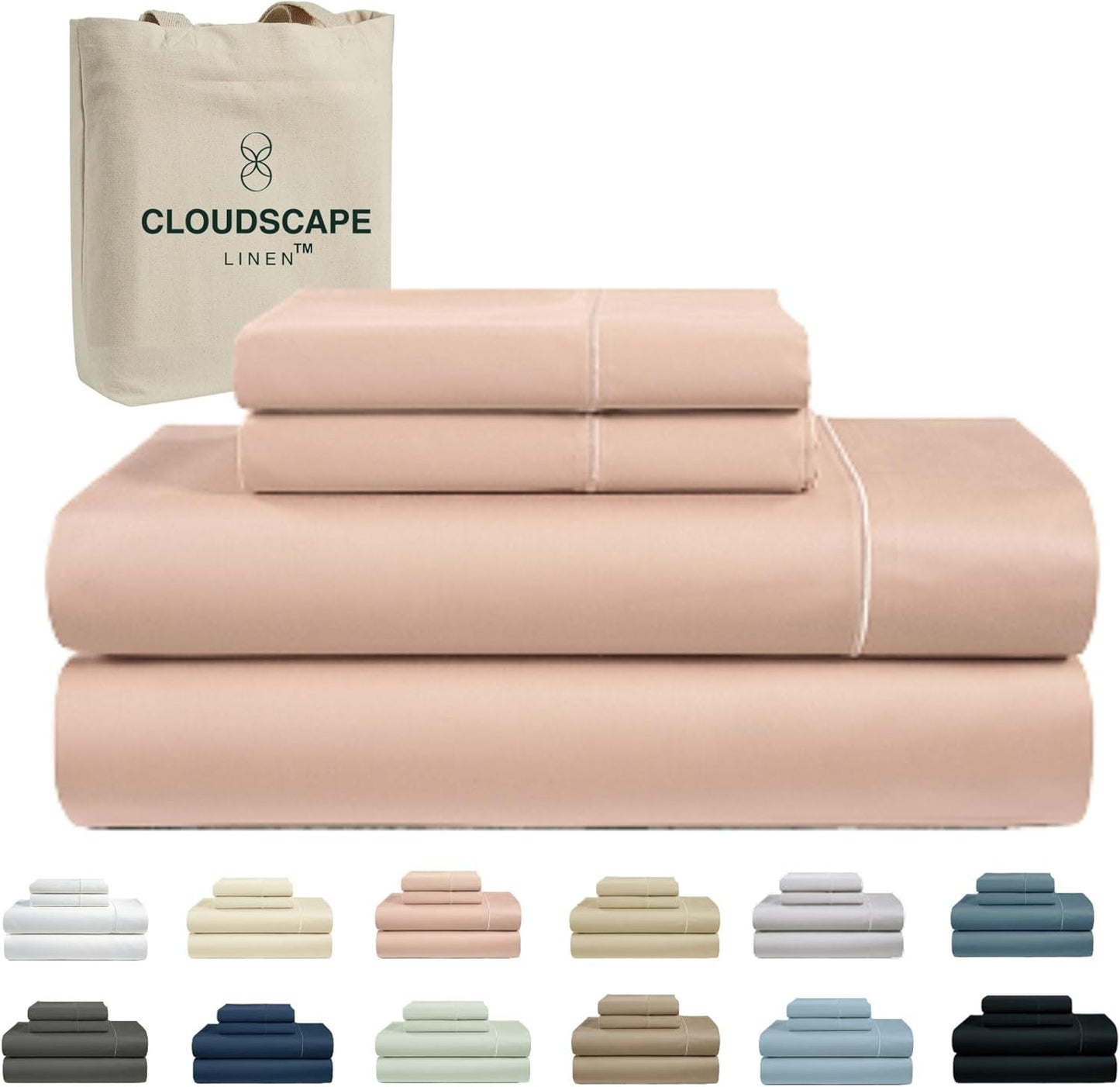 Cloud Scape Linen 100% Egyptian Cotton King Sheets Set – 1000 Thread Count, 4-Piece Soft Hotel Quality Bedding Set,Deep Pockets up to 16”, White