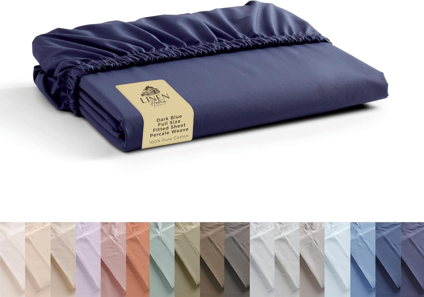 Linen Home 100% Cotton Percale Weave Fitted Sheet, Queen Size, White, 1 Deep Pocket Fitted Sheet, Fits Mattress Upto 16" Crisp and Cool Strong Bed Linen, 60"X80"+15"