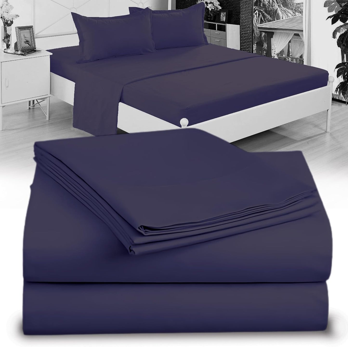 Full XL 100% Microfiber Double Brushed Sheet Set - Extra-Soft, Breathable & Wrinkle-Free - 15" Deep Pockets, 54" x 80" - Ideal for Extra Long Full Beds - 4PC Set (Full XL, White)