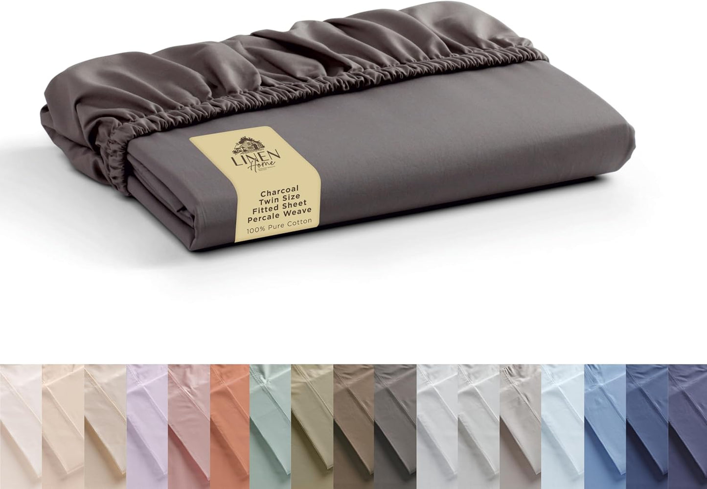 Linen Home 100% Cotton Percale Weave Fitted Sheet, Queen Size, White, 1 Deep Pocket Fitted Sheet, Fits Mattress Upto 16" Crisp and Cool Strong Bed Linen, 60"X80"+15"