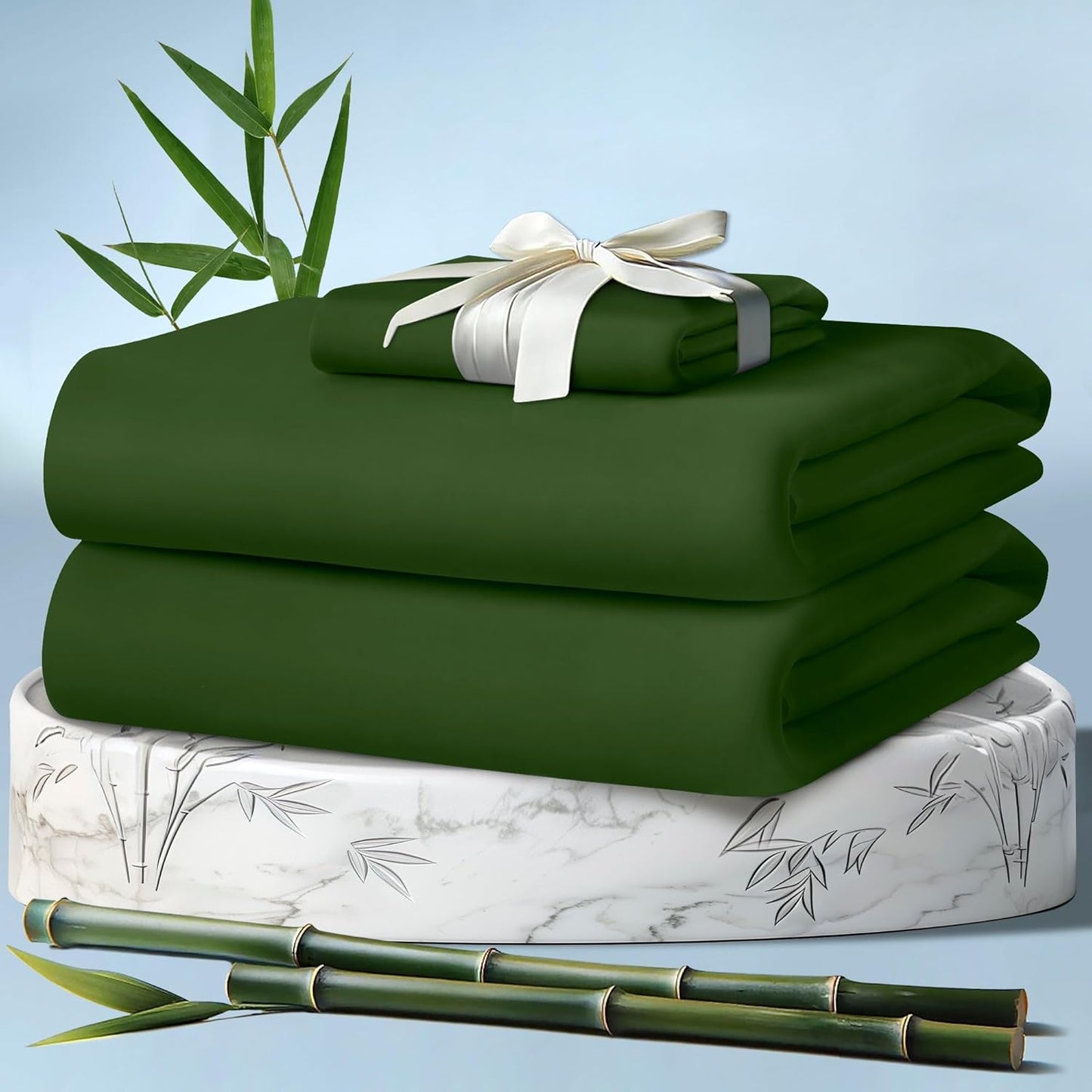 DECOLURE 100% Viscose Derived from Bamboo Sheets King Size 4pcs - Ultra Soft & Luxuriously Cooling, 17" Deep Pocket, Double Stitching, Perfect for Hot Sleepers - King Bed Sheets (White)