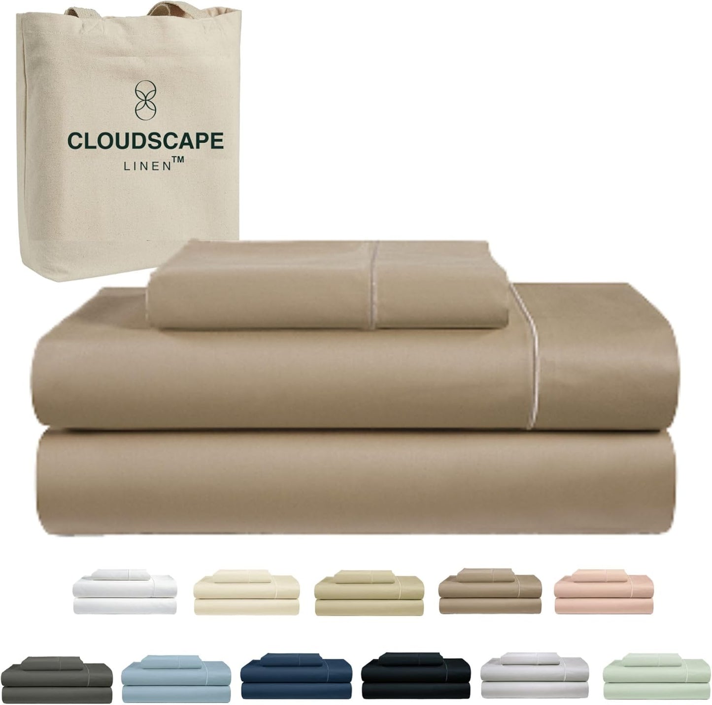 Cloud Scape Linen 100% Egyptian Cotton King Sheets Set – 1000 Thread Count, 4-Piece Soft Hotel Quality Bedding Set,Deep Pockets up to 16”, White