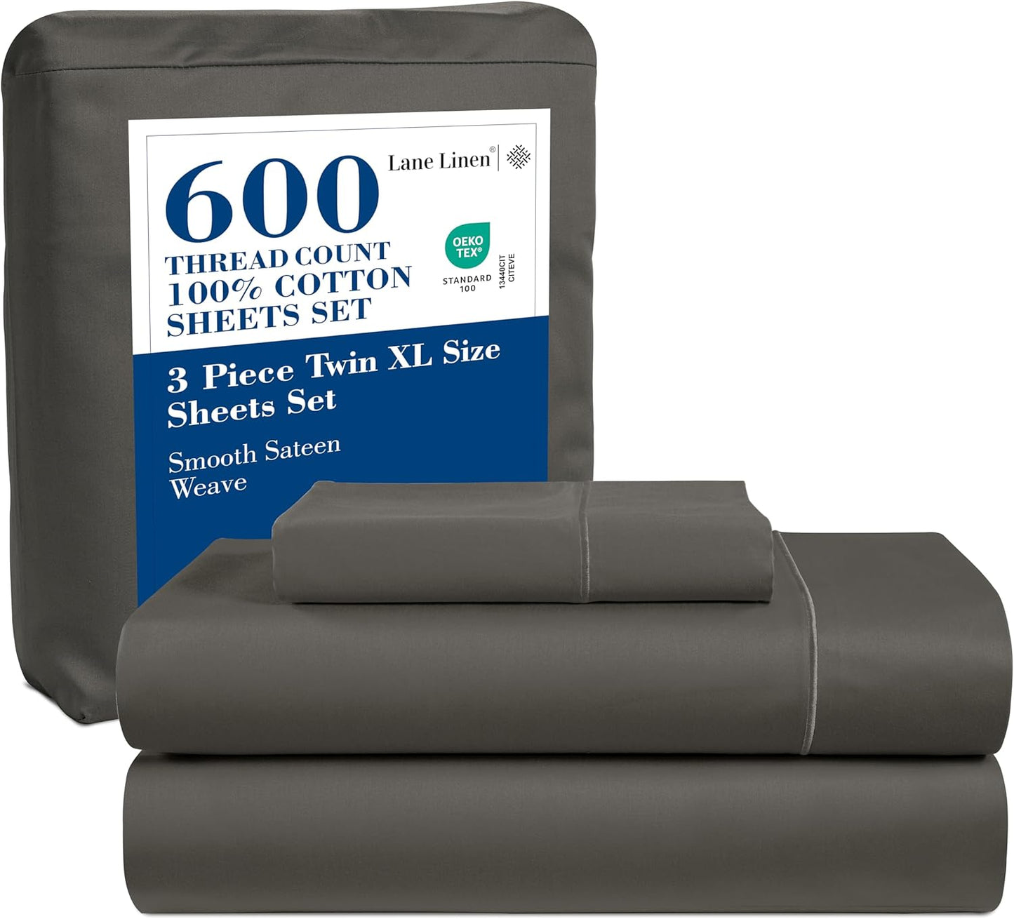 LANE LINEN 100% Cotton White Queen Size Sheet Set – Luxurious Hotel-Quality Sateen Weave, Fully Elasticized Mercerized Cotton, Deep Pocket 4-Piece Set, Naturally Cooling & Comfortable
