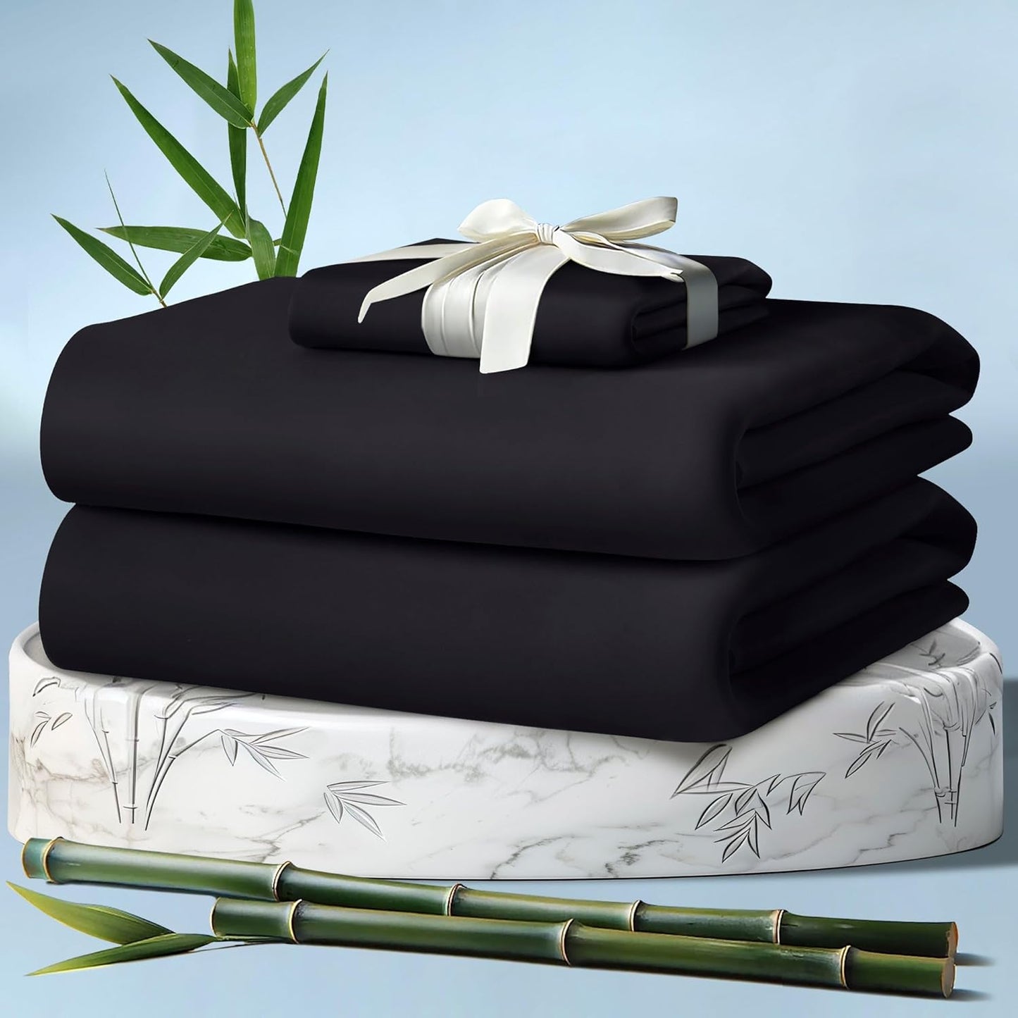 DECOLURE 100% Viscose Derived from Bamboo Sheets King Size 4pcs - Ultra Soft & Luxuriously Cooling, 17" Deep Pocket, Double Stitching, Perfect for Hot Sleepers - King Bed Sheets (White)