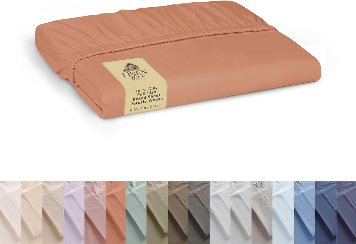 Linen Home 100% Cotton Percale Weave Fitted Sheet, Queen Size, White, 1 Deep Pocket Fitted Sheet, Fits Mattress Upto 16" Crisp and Cool Strong Bed Linen, 60"X80"+15"