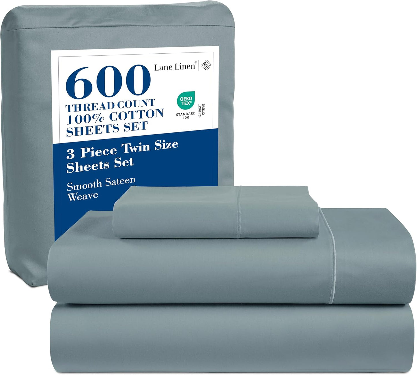 LANE LINEN 100% Cotton White Queen Size Sheet Set – Luxurious Hotel-Quality Sateen Weave, Fully Elasticized Mercerized Cotton, Deep Pocket 4-Piece Set, Naturally Cooling & Comfortable
