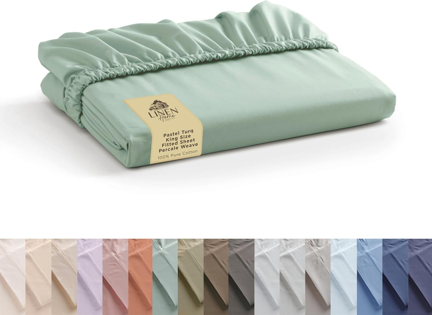 Linen Home 100% Cotton Percale Weave Fitted Sheet, Queen Size, White, 1 Deep Pocket Fitted Sheet, Fits Mattress Upto 16" Crisp and Cool Strong Bed Linen, 60"X80"+15"