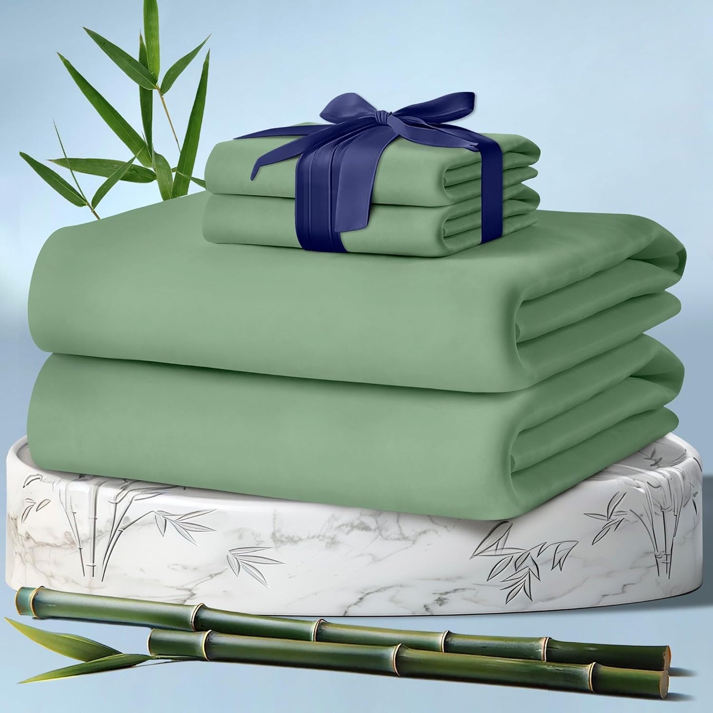 DECOLURE 100% Viscose Derived from Bamboo Sheets King Size 4pcs - Ultra Soft & Luxuriously Cooling, 17" Deep Pocket, Double Stitching, Perfect for Hot Sleepers - King Bed Sheets (White)