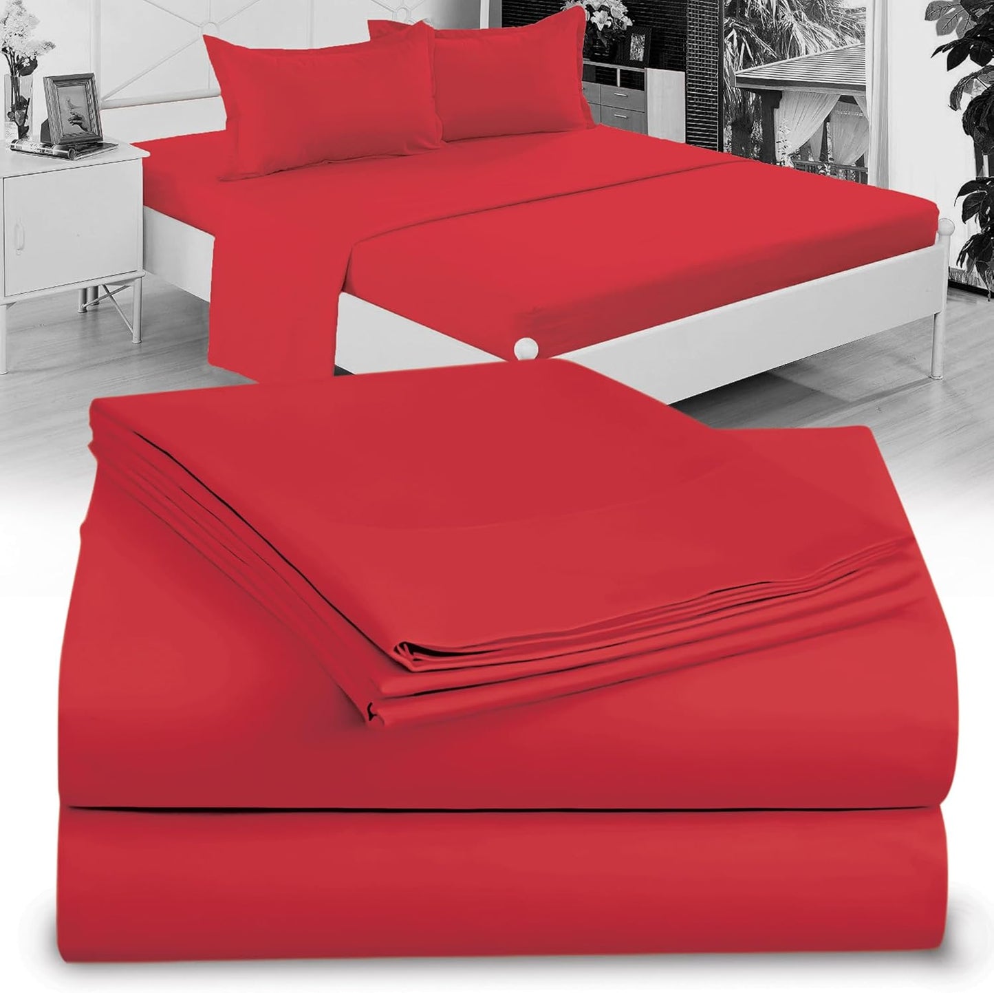 Full XL 100% Microfiber Double Brushed Sheet Set - Extra-Soft, Breathable & Wrinkle-Free - 15" Deep Pockets, 54" x 80" - Ideal for Extra Long Full Beds - 4PC Set (Full XL, White)
