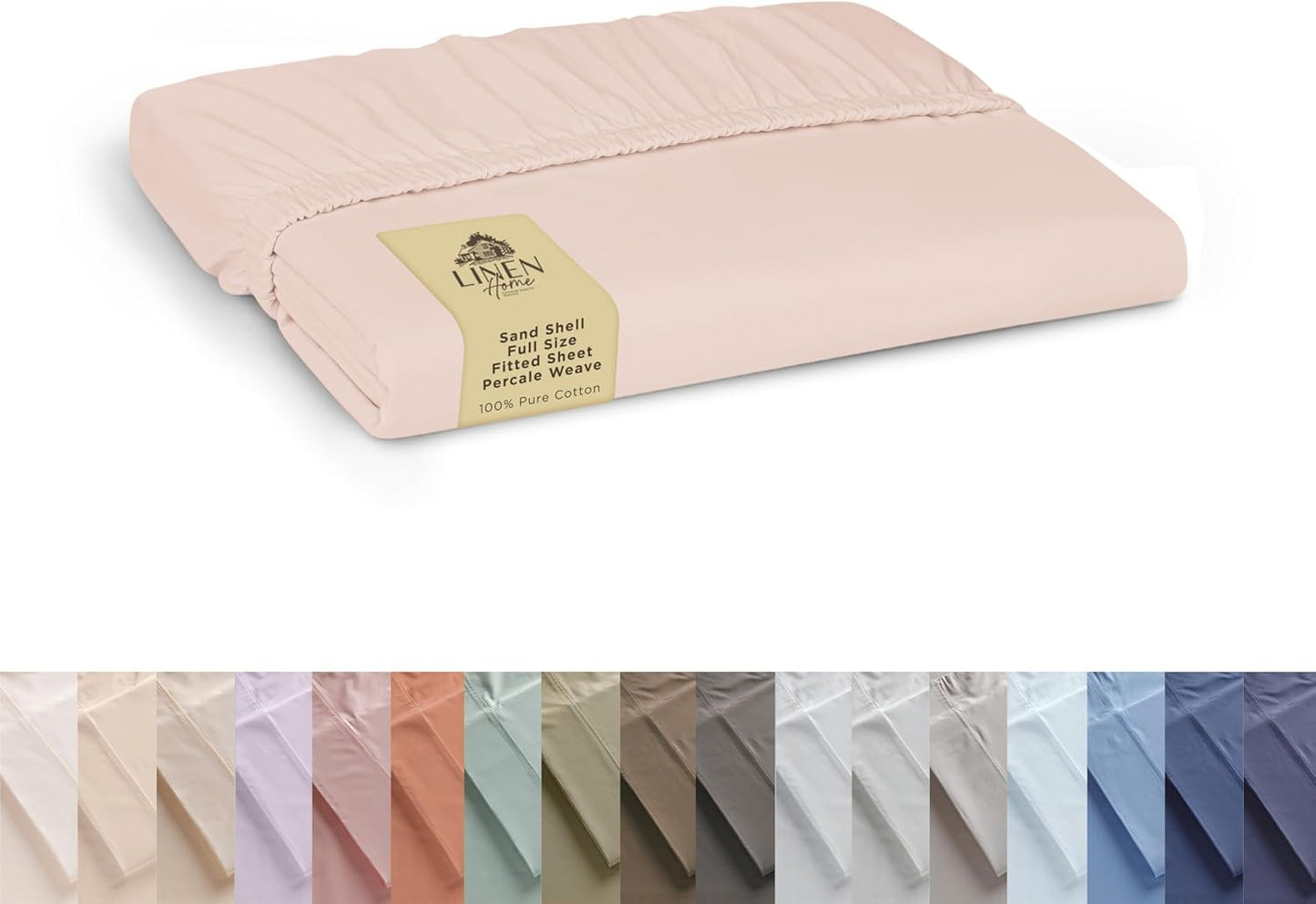 Linen Home 100% Cotton Percale Weave Fitted Sheet, Queen Size, White, 1 Deep Pocket Fitted Sheet, Fits Mattress Upto 16" Crisp and Cool Strong Bed Linen, 60"X80"+15"