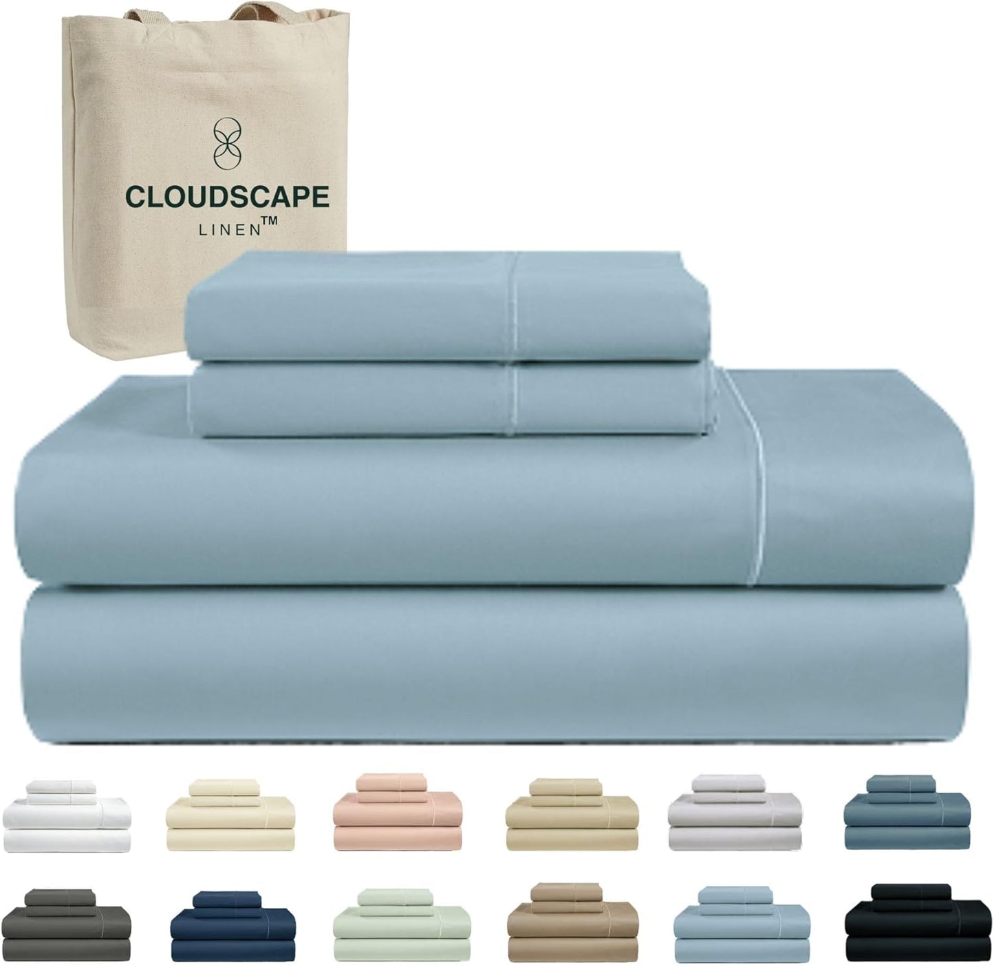 Cloud Scape Linen 100% Egyptian Cotton King Sheets Set – 1000 Thread Count, 4-Piece Soft Hotel Quality Bedding Set,Deep Pockets up to 16”, White