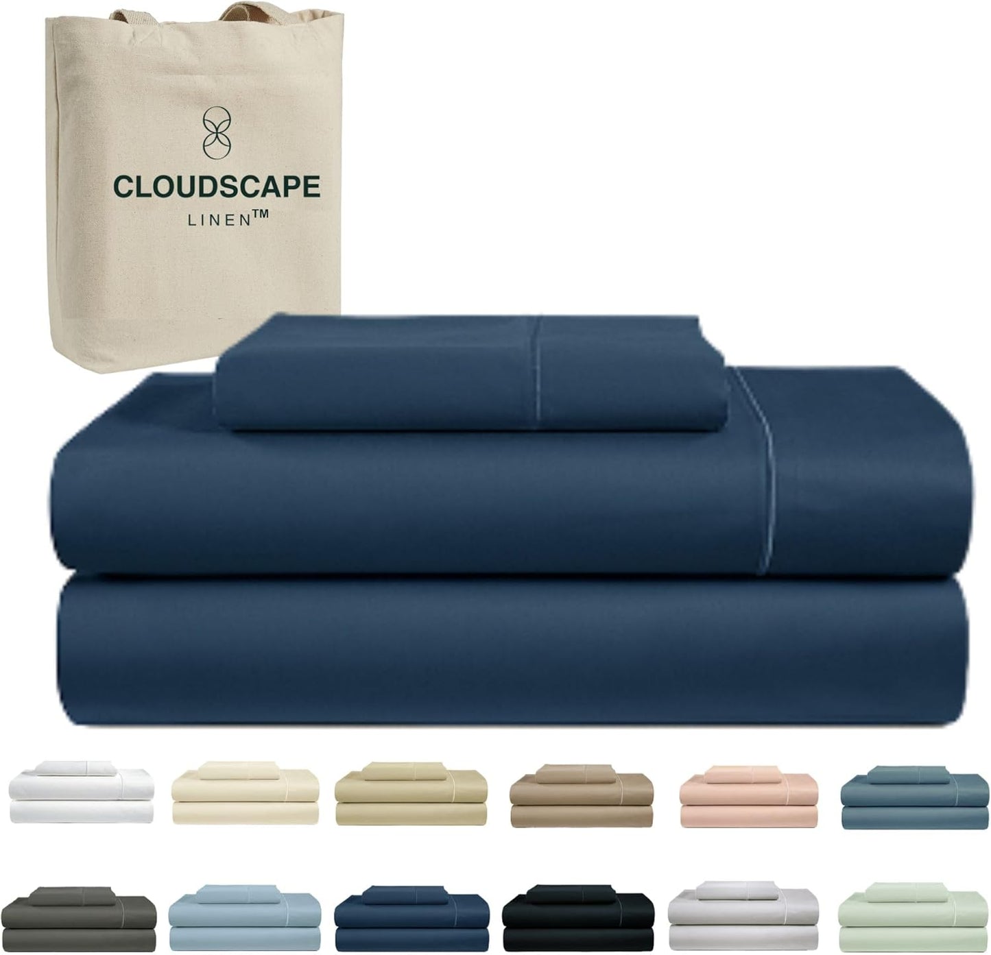 Cloud Scape Linen 100% Egyptian Cotton King Sheets Set – 1000 Thread Count, 4-Piece Soft Hotel Quality Bedding Set,Deep Pockets up to 16”, White