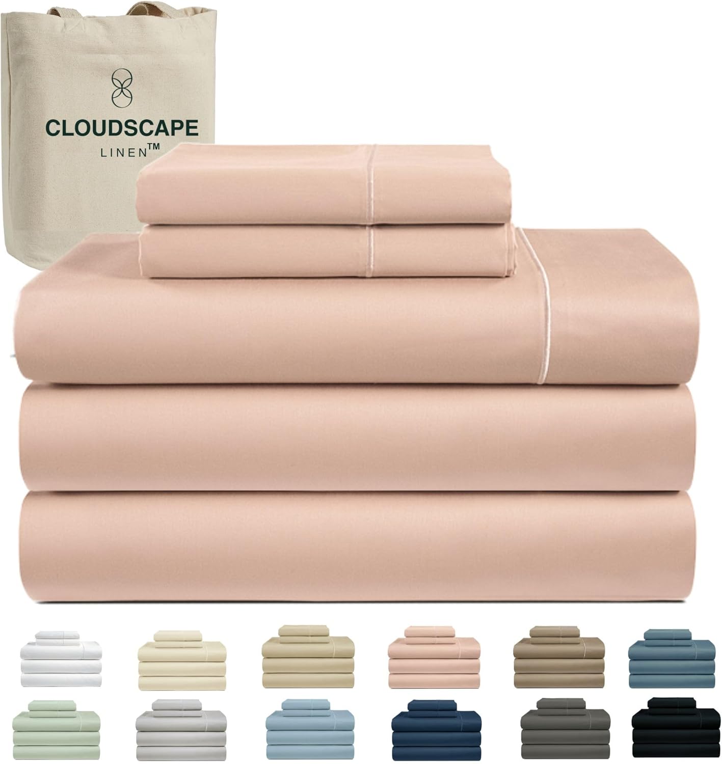 Cloud Scape Linen 100% Egyptian Cotton King Sheets Set – 1000 Thread Count, 4-Piece Soft Hotel Quality Bedding Set,Deep Pockets up to 16”, White