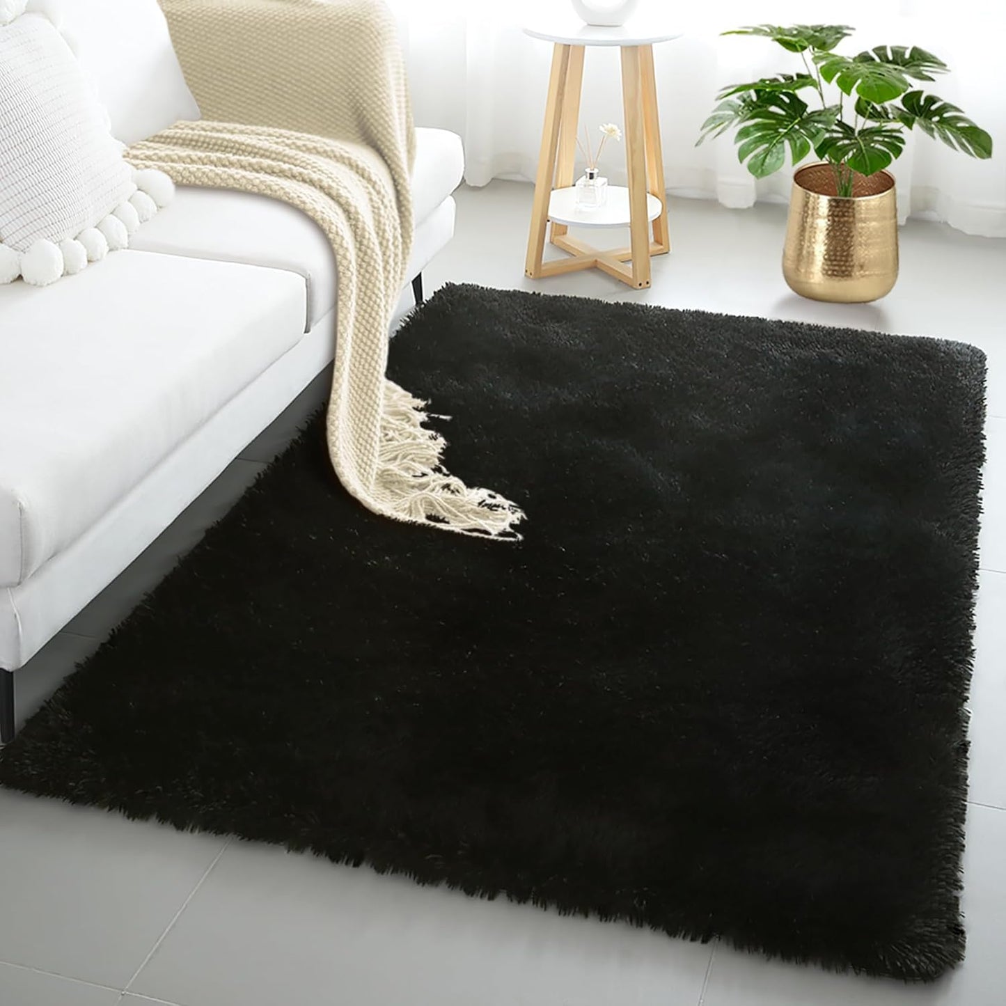 4x6 Light Grey Fluffy Shag Area Rug for Bedroom, Ultra Soft Fuzzy Plush Washable Carpet for Living Room, Modern Cozy Non Skid Furry Shaggy Rug for Kids Baby Boys Nursery Dorm,Tie-Dye Gray
