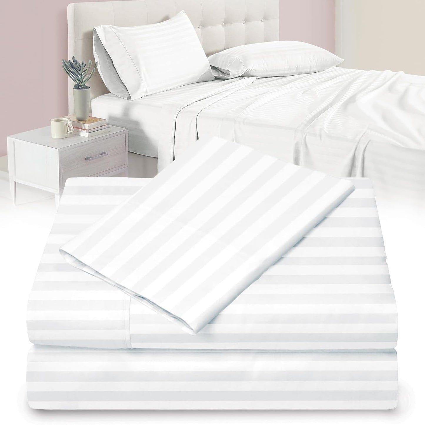 Full XL 100% Microfiber Double Brushed Sheet Set - Extra-Soft, Breathable & Wrinkle-Free - 15" Deep Pockets, 54" x 80" - Ideal for Extra Long Full Beds - 4PC Set (Full XL, White)