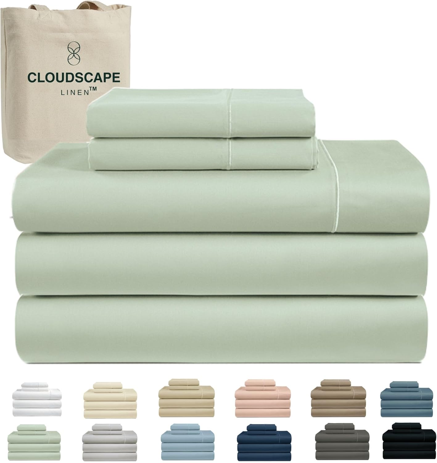 Cloud Scape Linen 100% Egyptian Cotton King Sheets Set – 1000 Thread Count, 4-Piece Soft Hotel Quality Bedding Set,Deep Pockets up to 16”, White