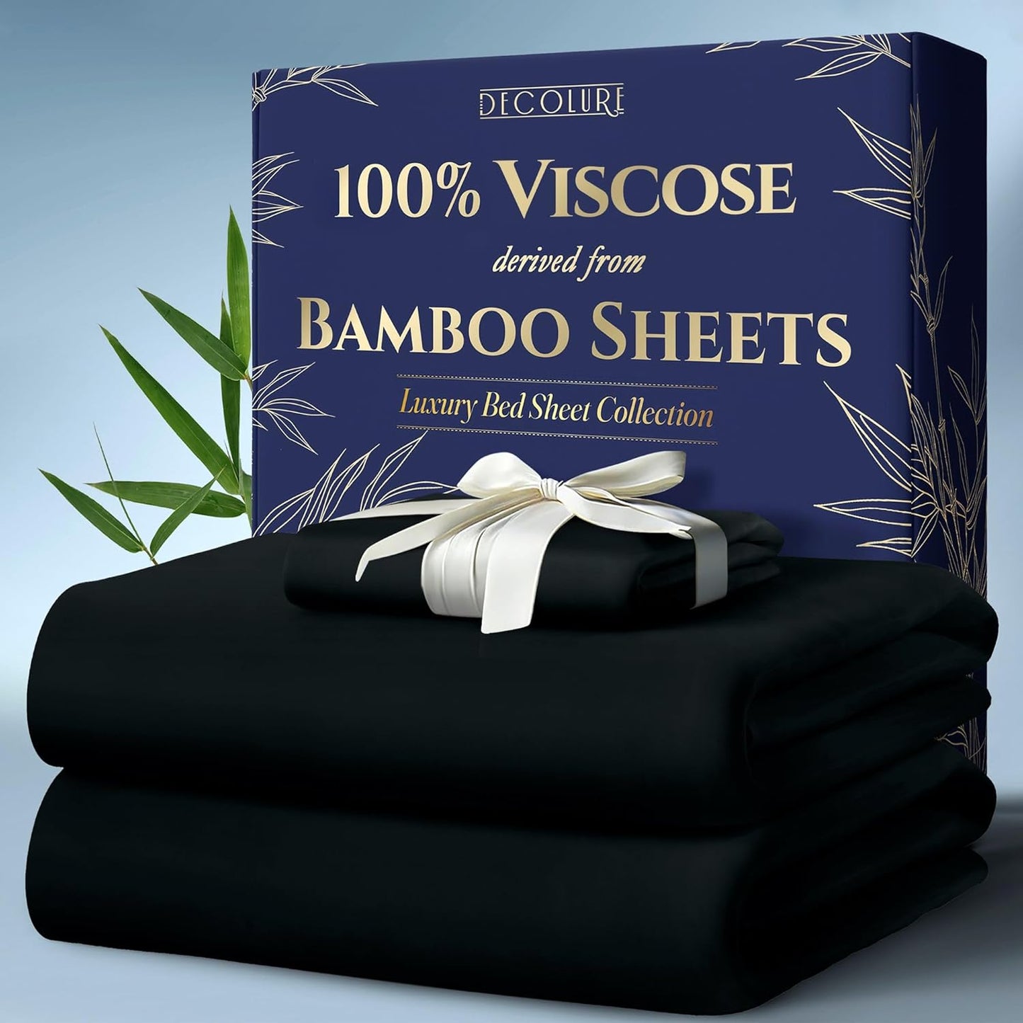 DECOLURE 100% Viscose Derived from Bamboo Sheets King Size 4pcs - Ultra Soft & Luxuriously Cooling, 17" Deep Pocket, Double Stitching, Perfect for Hot Sleepers - King Bed Sheets (White)