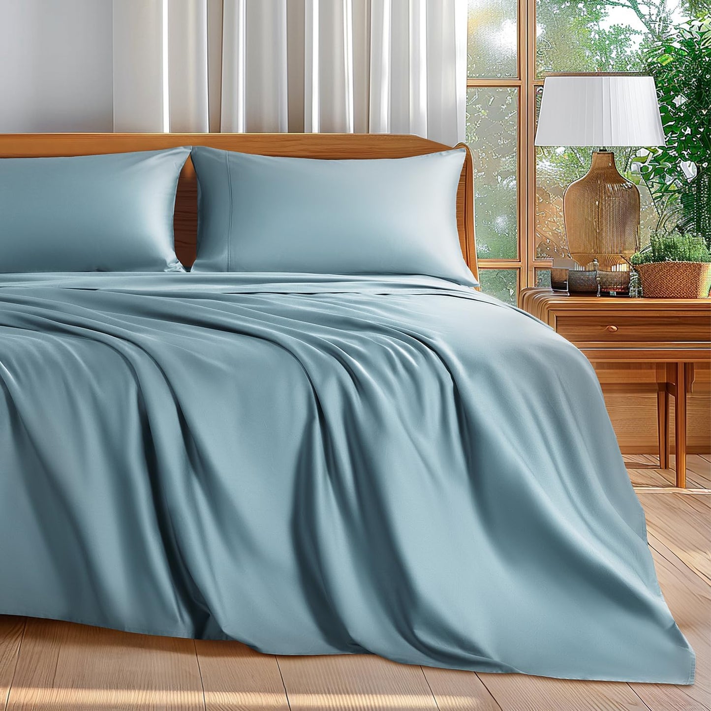Shilucheng 100% Cotton Queen Size Sheets Set - 600 Thread Count，Luxury Egyptian Cotton Bed Sheets，5-Star Hotel Quality Sheets, Breathable & Cooling, 16 Inch Deep Pocket - 4 Piece (White, Queen)