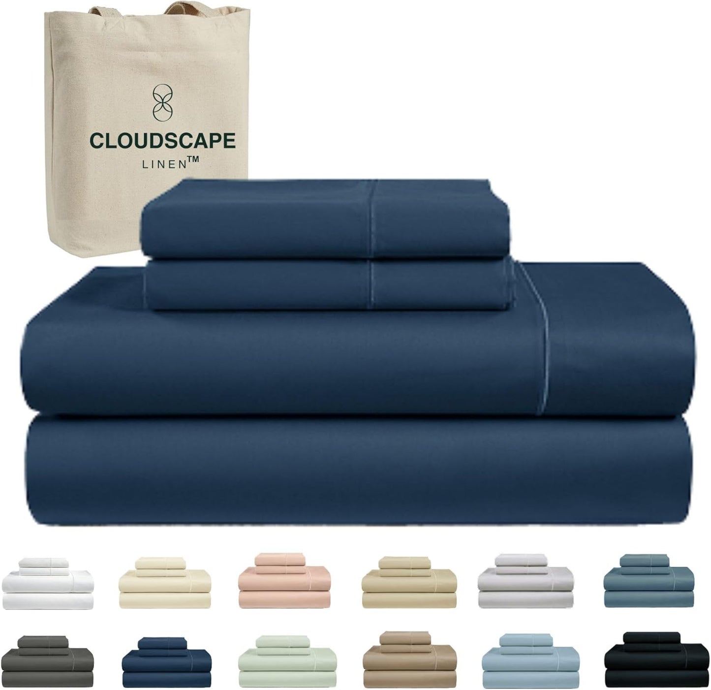 Cloud Scape Linen 100% Egyptian Cotton King Sheets Set – 1000 Thread Count, 4-Piece Soft Hotel Quality Bedding Set,Deep Pockets up to 16”, White