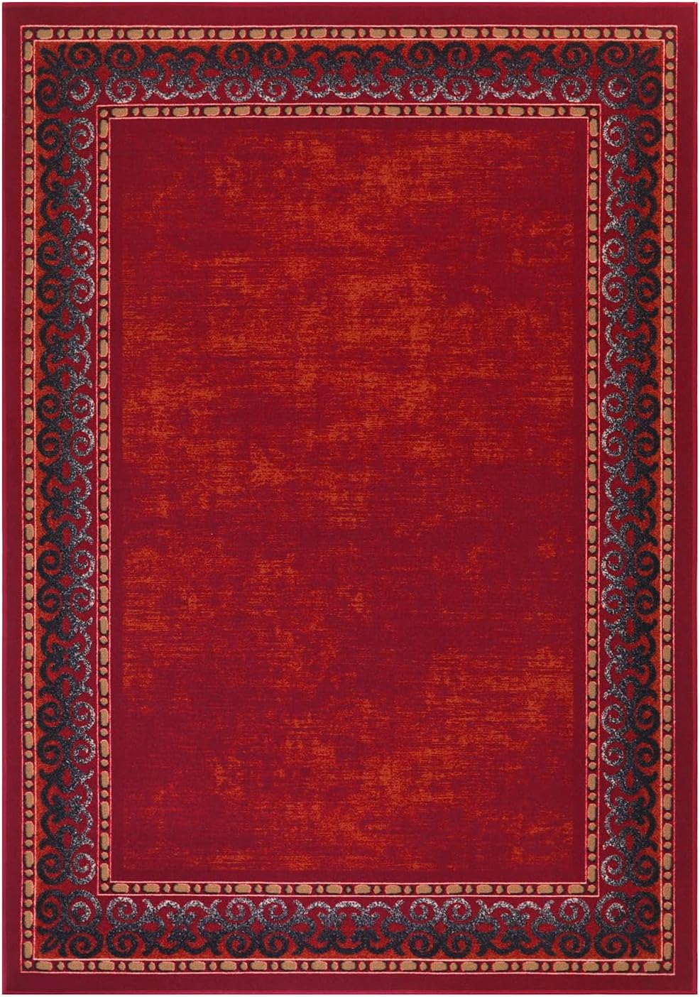 Antep Rugs Alfombras Bordered Modern 5x7 Non-Slip (Non-Skid) Low Pile Rubber Backing Indoor Area Rug (Maroon Red, 5' x 7')