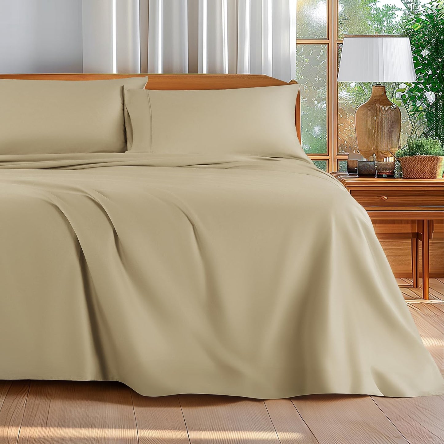 Shilucheng 100% Cotton Queen Size Sheets Set - 600 Thread Count，Luxury Egyptian Cotton Bed Sheets，5-Star Hotel Quality Sheets, Breathable & Cooling, 16 Inch Deep Pocket - 4 Piece (White, Queen)
