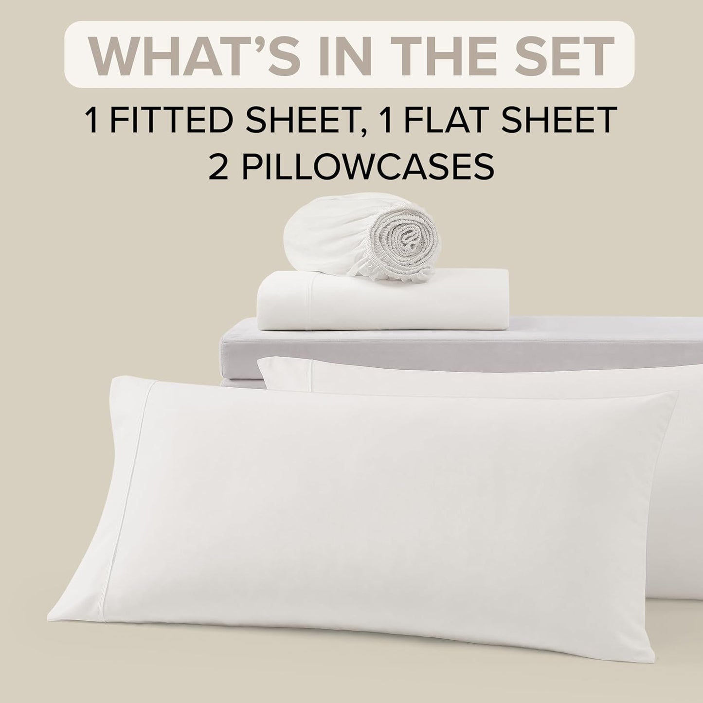 UGG King Sheet Set 4-Piece Luxury Cooling Sheets Deep Pockets Premium Bedding with 2 Pillow Shams Hypoallergenic Machine Washable Soft Lightweight Bed Set for Bedroom, King, White (Hedi)