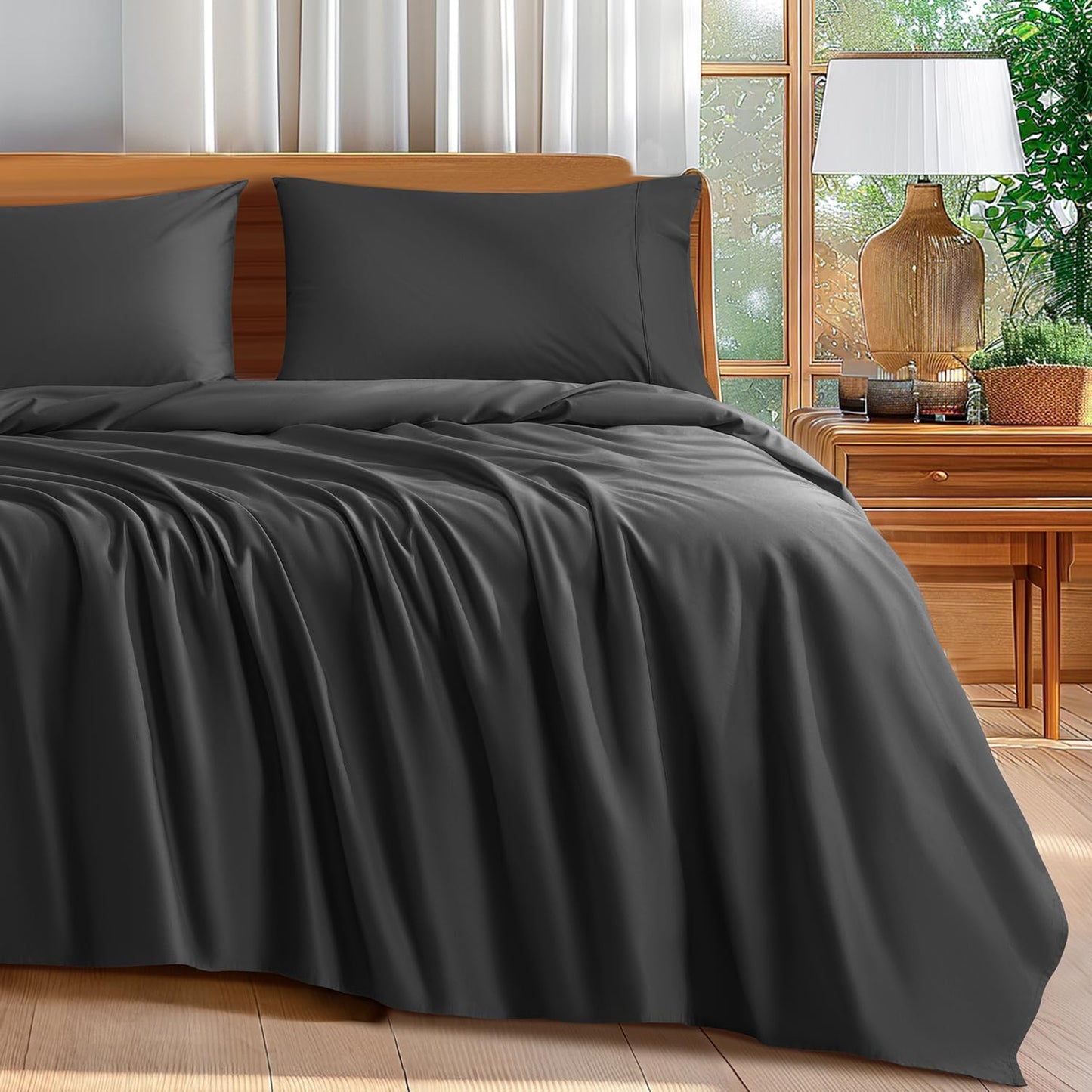 Shilucheng 100% Cotton Queen Size Sheets Set - 600 Thread Count，Luxury Egyptian Cotton Bed Sheets，5-Star Hotel Quality Sheets, Breathable & Cooling, 16 Inch Deep Pocket - 4 Piece (White, Queen)